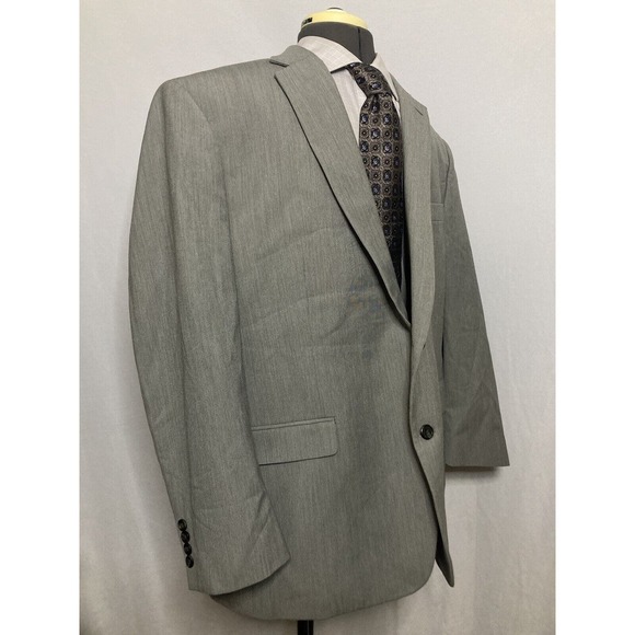 Chaps Mens Sport Coat Blazer Suit Jacket 46R 50" Gray 2 Button Mint - Picture 3 of 12